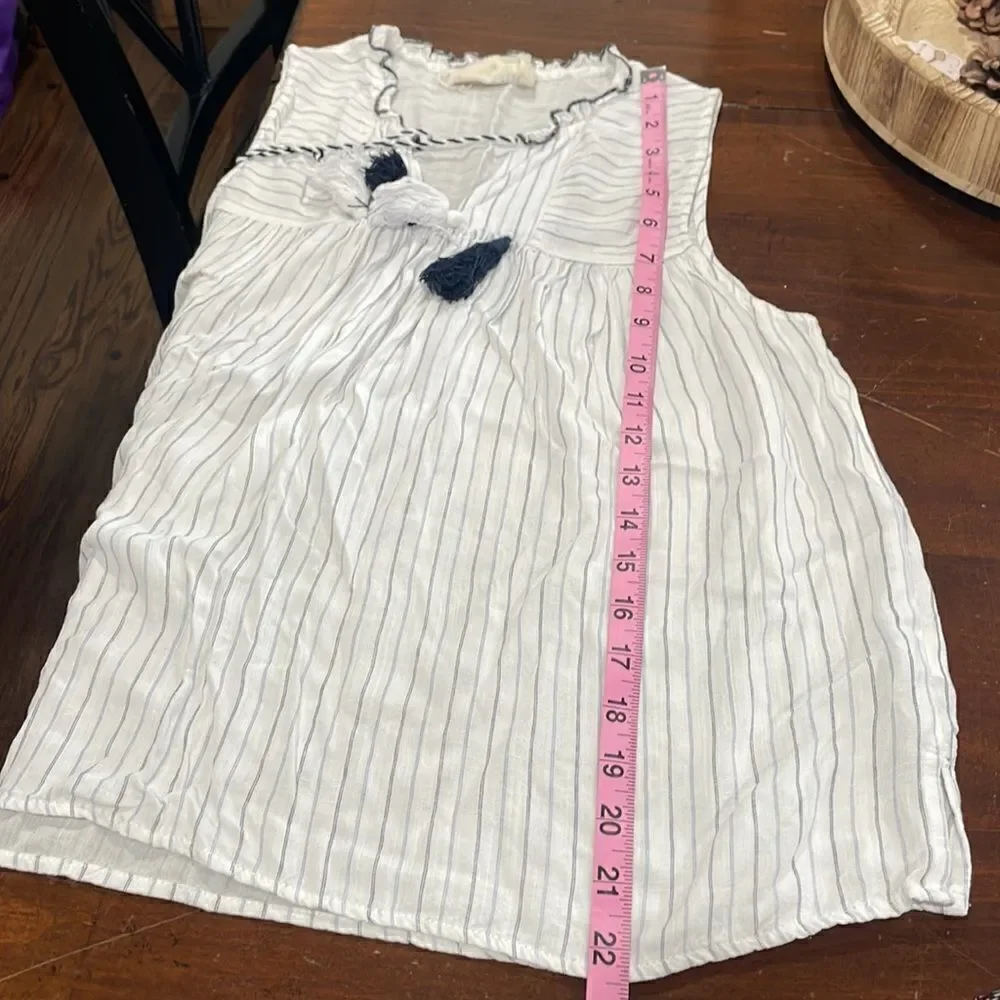 Anthropologie Savannah Jane White and Navy Striped Sleeveless Top
